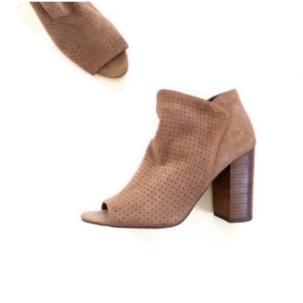 Jessica Simpson Brown Tan Suede Peep Toe Booties ✅Offers
